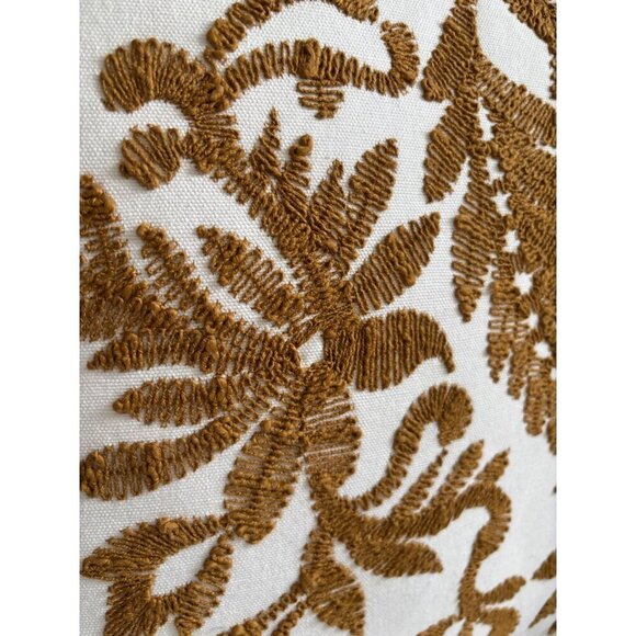 Linden Street Embroidered Decorative Throw Pillow 20" x 20" Brown White - Picture 2 of 5